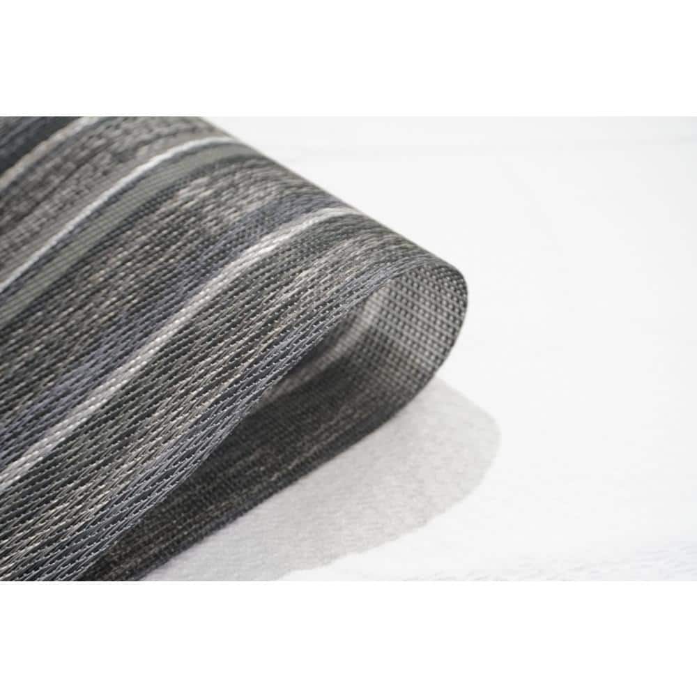 Silver Striped Vinyl Rectangle Placemats Set of Six