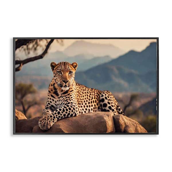 Intense Watching Cheetah by Noah Bay Black Framed Animal Giclee Art Print 20 in. x 30 in.