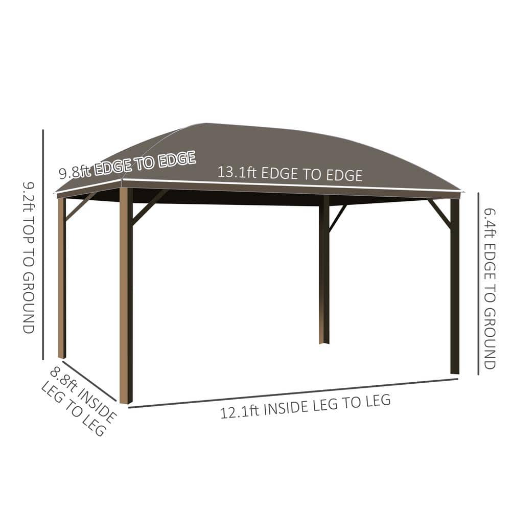Outsunny 10' x 13' Hardtop Gazebo with Steel Roof and Curtains