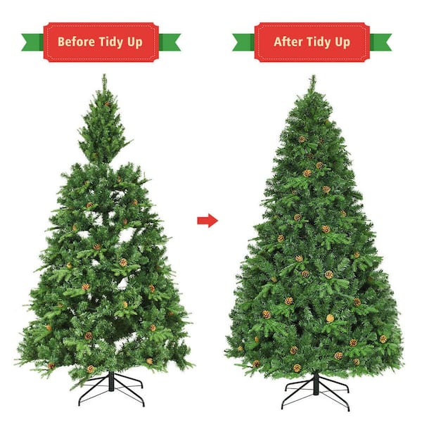 Costway 7.5 ft. Pre-Lit Artificial Christmas Tree Hinged