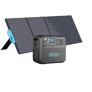 2200W Continuous/4800W Peak Output Power Station Black Push Button Start LiFePO4 Battery Generator + 200W Solar Panel