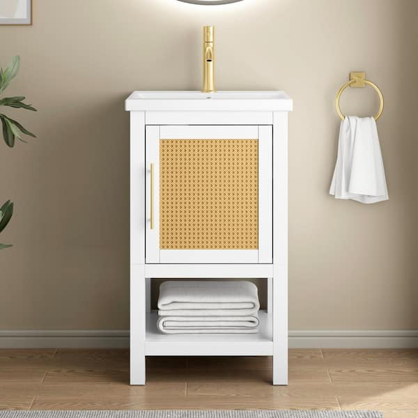 Davinya 20 in. W x 16 in. D x 35 in. H Single Sink Bath Vanity in White Finish with White Ceramic Top