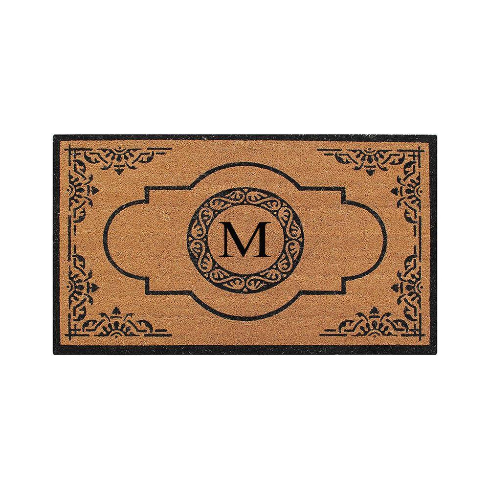 A1HC Abrilina Hand Crafted Black/Beige 36 in. x 72 in. Coir & PVC Heavy Weight Outdoor Entryway Monogrammed M Door Mat price history on PriceWatchPro