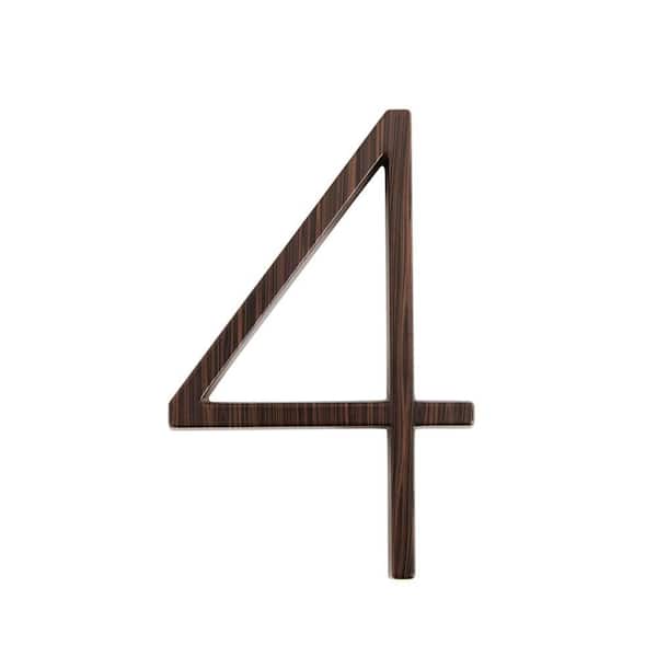 Everbilt 5 in. Wood Grain Zinc Alloy Floating or Flush House Number 4