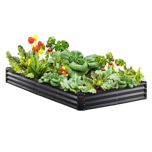 8 ft. x 4 ft. x 1 ft. Galvanized Metal Outdoor Garden Bed with Safe Edging Planter Raised Box, Raised Garden Beds Kit