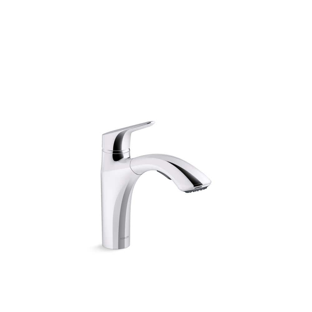 KOHLER Rival Single Handle Pull Out Kitchen Sink Faucet With 2 Function   Polished Chrome Kohler Pull Out Kitchen Faucets 30468 Cp 64 1000 