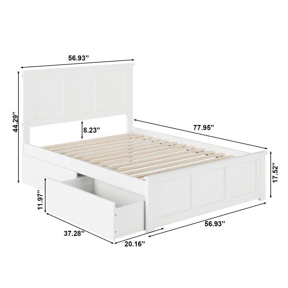 Madison White Solid Wood Frame Queen Platform Bed with Matching Footboard and Storage Drawers - thumbnail 5