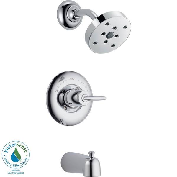 Delta Grail 1-Handle 1-Spray Tub and Shower Trim in Chrome Featuring H2Okinetic (Valve not included)-DISCONTINUED