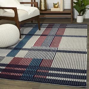 Geza Navy 5 ft. 3 in. x 7 ft. Color Block Area Rug