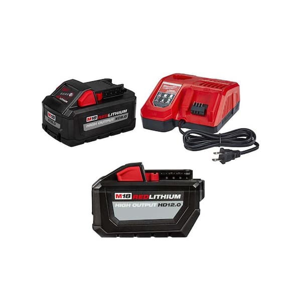 Milwaukee M18 18-Volt Lithium-Ion HIGH OUTPUT Starter Kit with XC 8.0Ah Battery and Rapid Charger with High Output 12.0Ah Battery