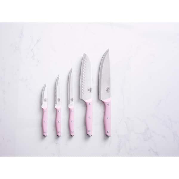 GreenLife Stainless Steel 13-Piece Knife Block Cutlery Set | Pink