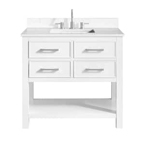 Brooks 37 in. W x 22 in. D x 35 in. H Single Sink Bath Vanity in White Finish with Cala White Engineered Top