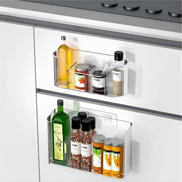 Wudkey 2-Piece Transparent Self Adhesive Cabinet Door Organizer Storage ...