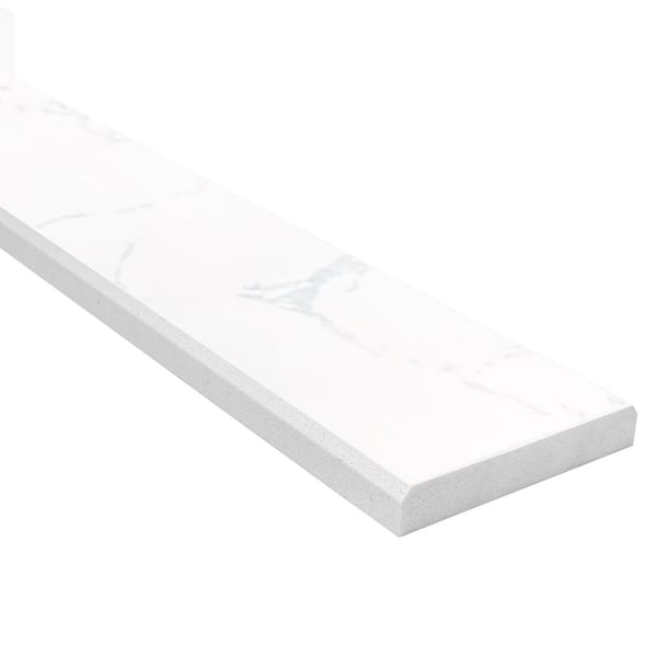 Carrara White 4 in. x 36 in. Polished Engineered Marble Double Beveled Threshold Tile (3 lin. ft. /Each)