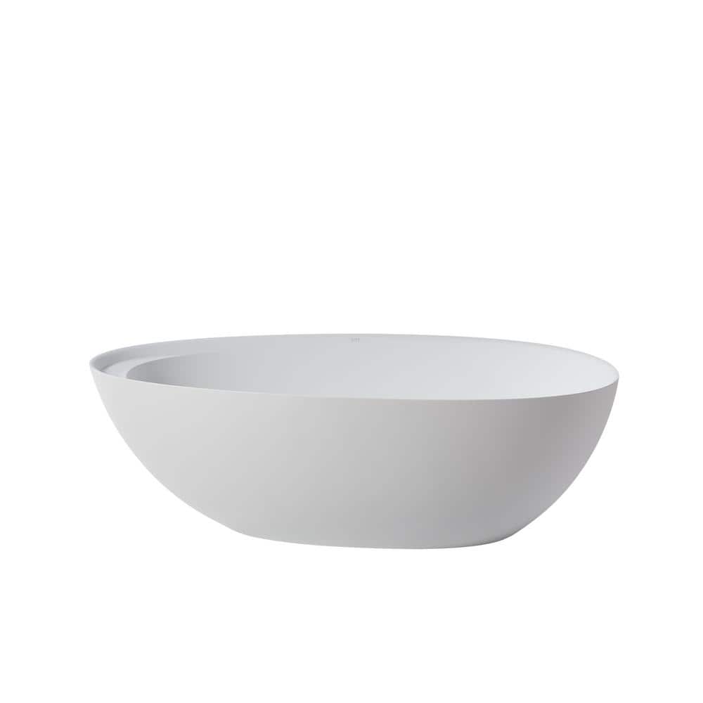67 in. x 33.5 in. Freestanding Soaking Solid Surface Bathtub with Drain in 