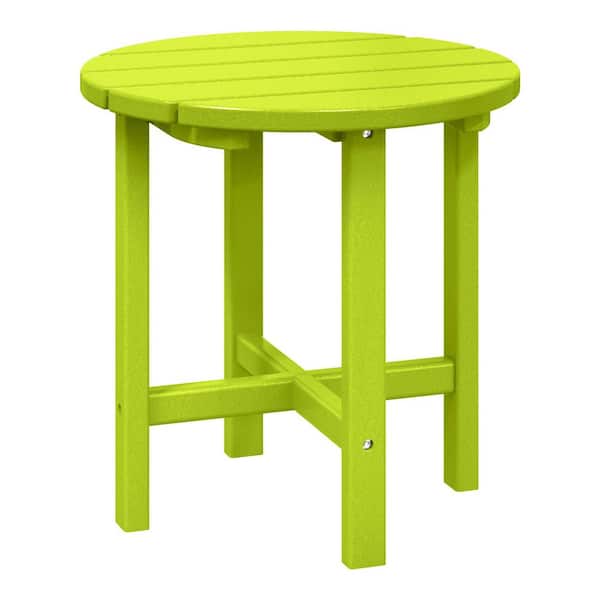 WESTIN OUTDOOR Mason 18 in. Lime Poly Plastic Fade Resistant Outdoor Patio Round Adirondack Side Table