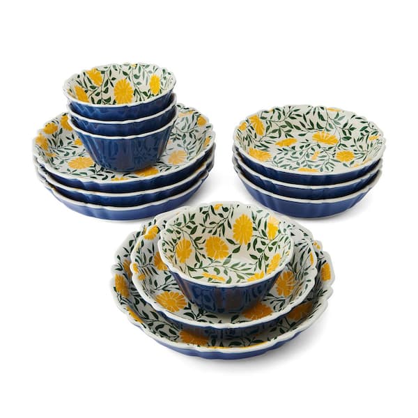 Pfaltzgraff Tranquil Elegance 12-Pieces Stoneware Dinnerware Set, Multi Color, Service for 4