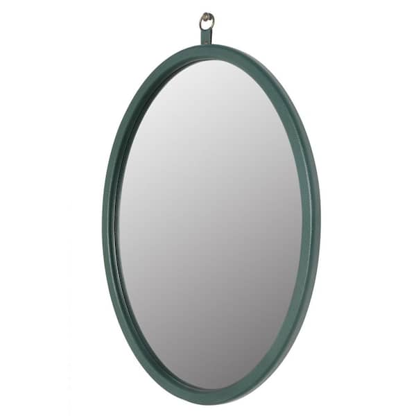 Unbranded 23.62 in. W x 29.92 in. H Mordern Oval PU Covered MDF Framed Wall Decorative Bathroom Vanity Mirror in Green