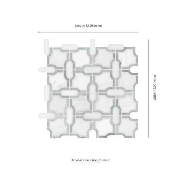 MSI Bianco Gridwork 12 in. x 12 in. Polished Marble Floor and Wall Tile (10 sq. ft./Case)