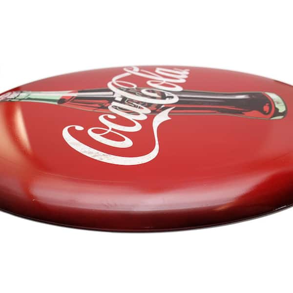 24 in. x 24 in. Coca-Cola Hollow Curved Tin Button Sign