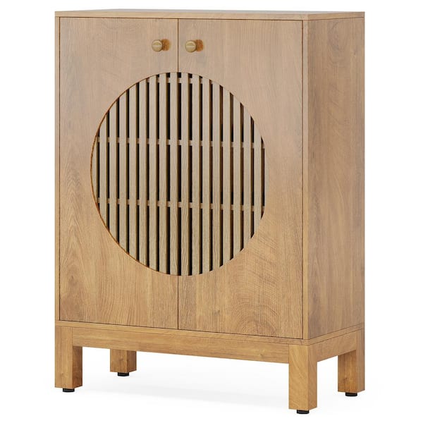 BYBLIGHT 39.7 in. H x 28.7 in. W Light Brown Engineered Wood Shoe Storage Cabinet