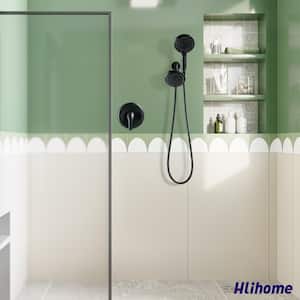 10-Spray Patterns Rain Mixer Shower Combo 6 in. Wall Mount Dual Shower Head and Handheld Shower Head in Matte Black