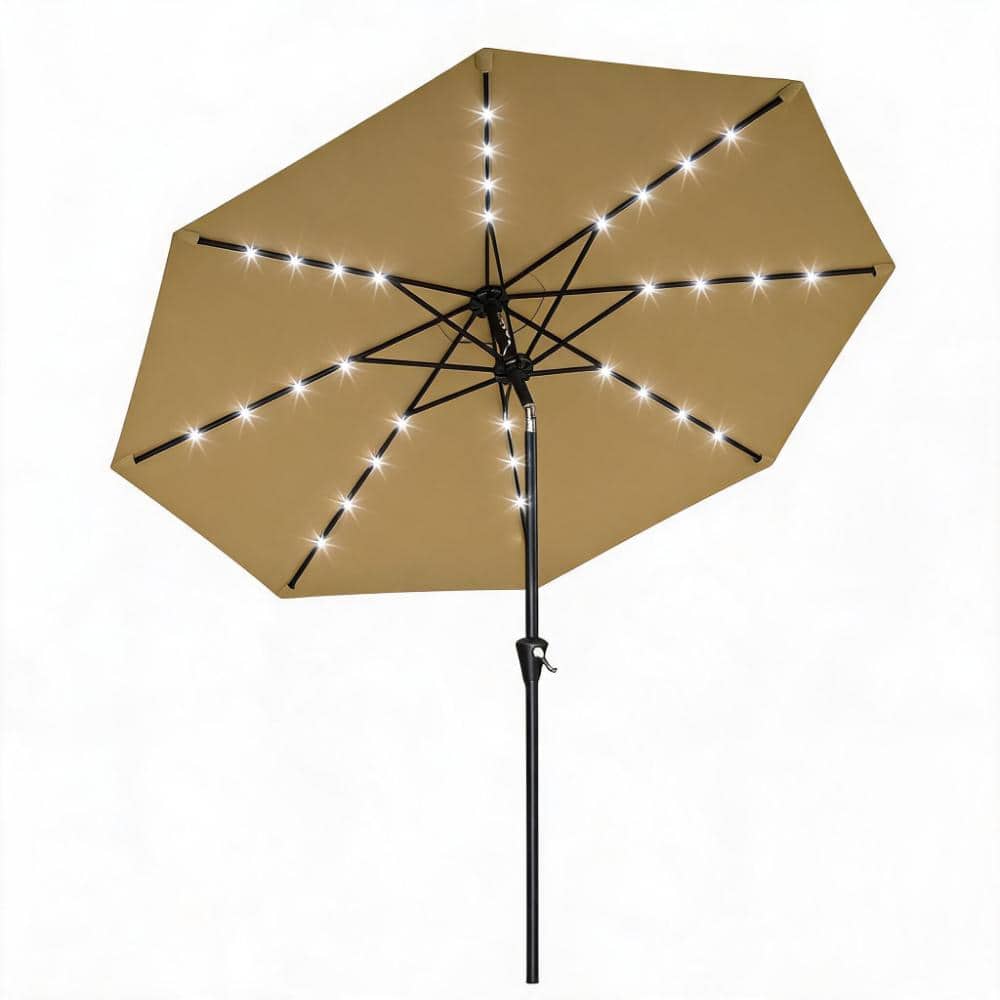 10ft.Khaki Solar Patio Umbrella with 32 LED Lights,8 Sturdy Ribs,Crank Lift & Push Button Tilt for Patio,Pool,Deck price history on PriceWatchPro