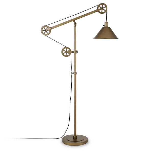 HomeRoots 70 in. Gold 1 1-Way (On/Off) Standard Floor Lamp for Living Room with Metal Cone Shade