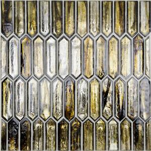 Fargin Golden Crust Elongated Hexagon 12 in. x 10 in. x 7mm Polished Glass Mosaic Tile (0.82 sq. ft.)