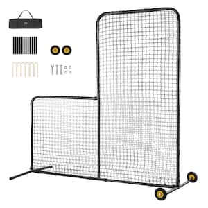 L Screen Baseball for Batting Cage 7 x 7 ft. Softball Safety Screen Body Protector with Wheels