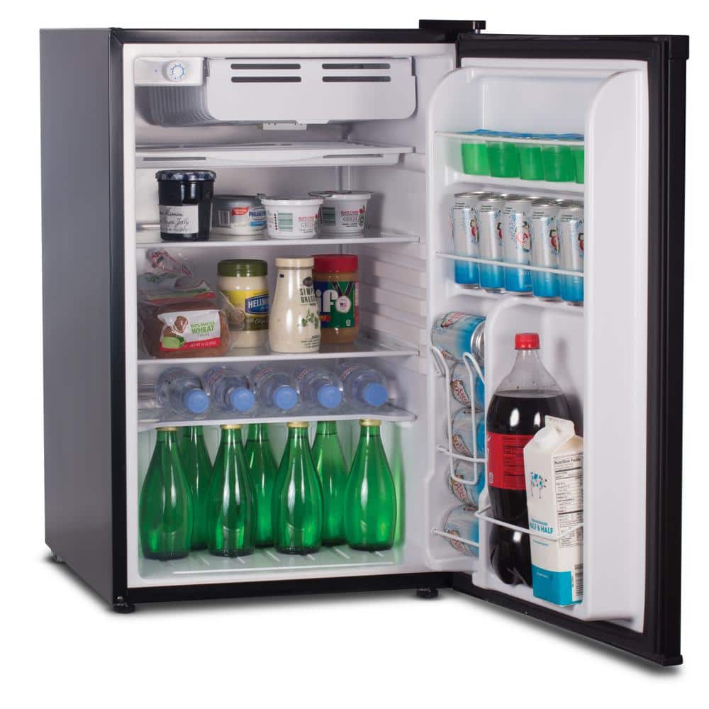 Black Compact Counter Depth Mini Fridge with Glass Shelves