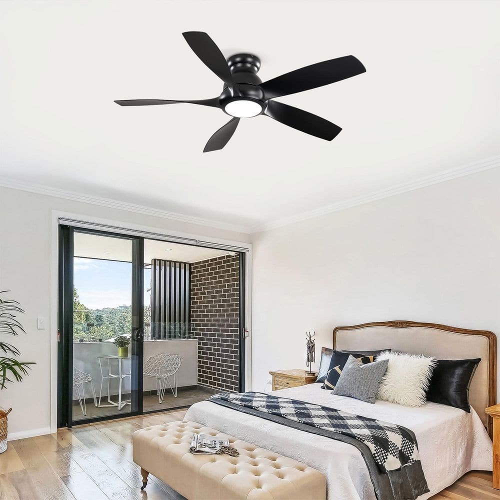 56 in. 5 Blades Ceiling Fan with light Black Ceiling Downrod Mount Industrial Design Dimmable LEDLight for Living Room price history on PriceWatchPro