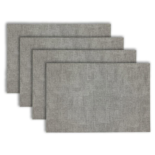 Dainty Home Amalfi 18 in. x 12 in. Grey and Green Reversible Vegan Leather Wipe Clean Placemat Set of 4