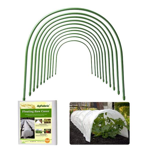 Agfabric 6-Pack 0.43 in. Dia Steel Greenhouse Hoops, Rust-Free Grow Tunnel, Support Hoops for Garden w/8 ft. x 25 ft. Row Cover