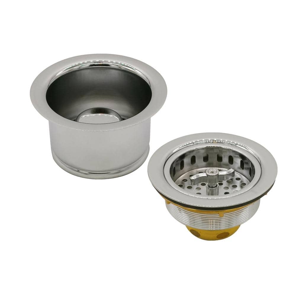 Westbrass COMBO PACK 31/2 in. Wing Nut Style Kitchen Sink Strainer and ExtraDeep Collar