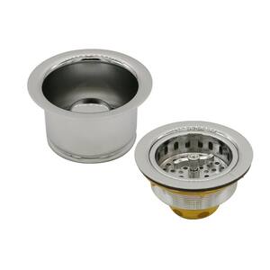 COMBO PACK 3-1/2 in. Wing Nut Style Kitchen Sink Strainer and Extra-Deep Collar Disposal Flange/Stopper, Polished Nickel