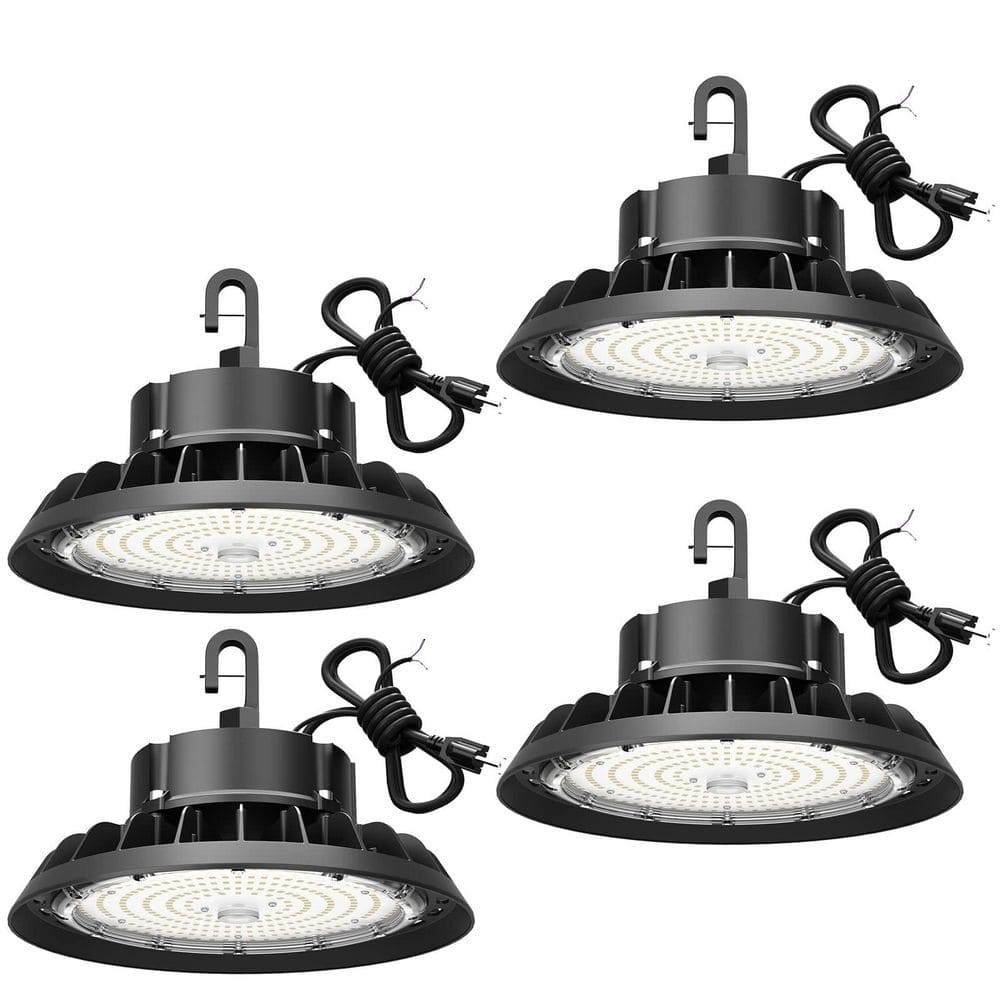 4-Pack 5 ft. 100-Watt Equivalent Integrated LED Dimmable Black High Bay Light with US Plug, Hanging Hook, Safe Rope price history on PriceWatchPro