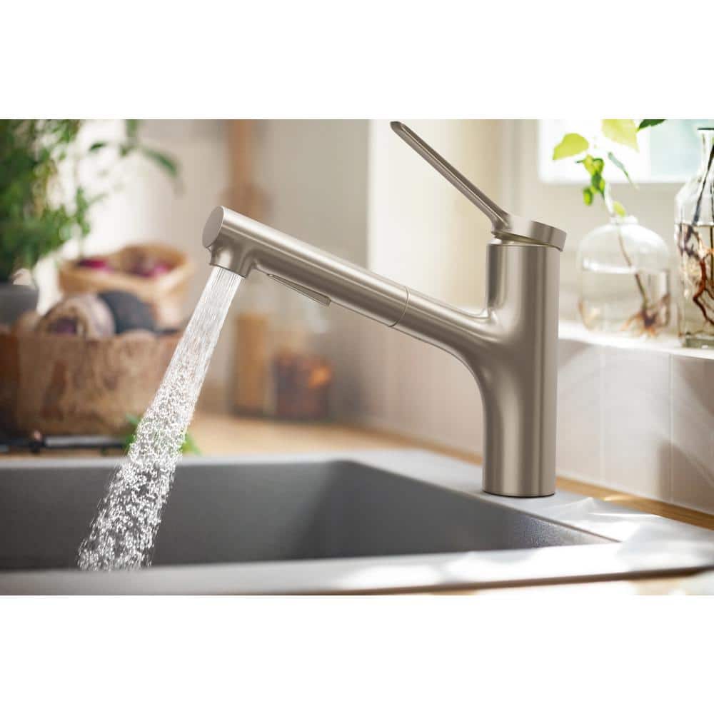 Stainless Steel Modern Kitchen Faucet with Pull-Out Spray
