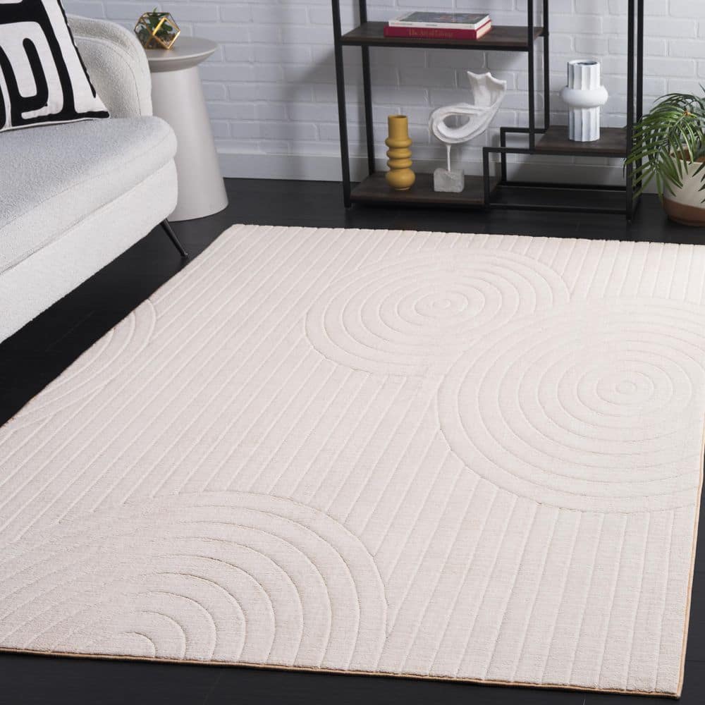 Versailles 6 ft. x 9 ft. Ivory Minimalist Concentric Arc Washable Area Rug price history on PriceWatchPro