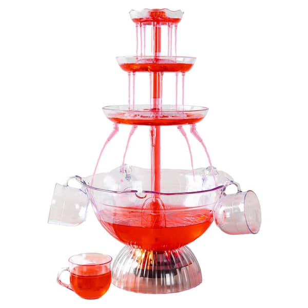 Great Northern 3-Tier 1.5 Gal Party Drink Dispenser - Fountain with LED Light Base and 5 Cups