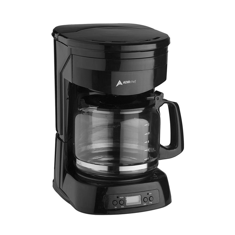 AdirChef 12Cup Programmable Black Drip Coffee Maker with Automatic ShutOff80012BLK The