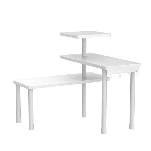White Countertop Organizer Organization, 3 Tier Moveable Corner Shelf Organizer for Kitchen, Bathroom, Spice Rack