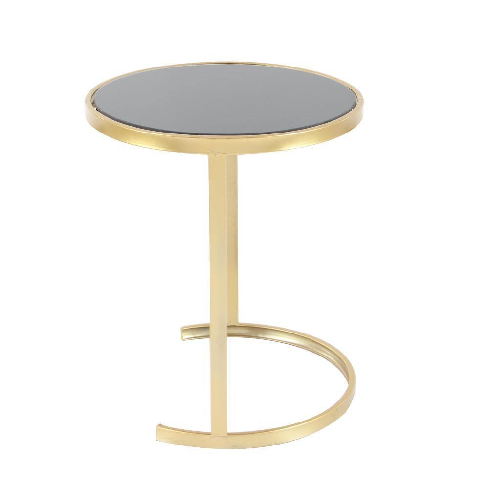 Elegant Gold Metal and Mirrored Glass Round Nesting Tables, Set of 3