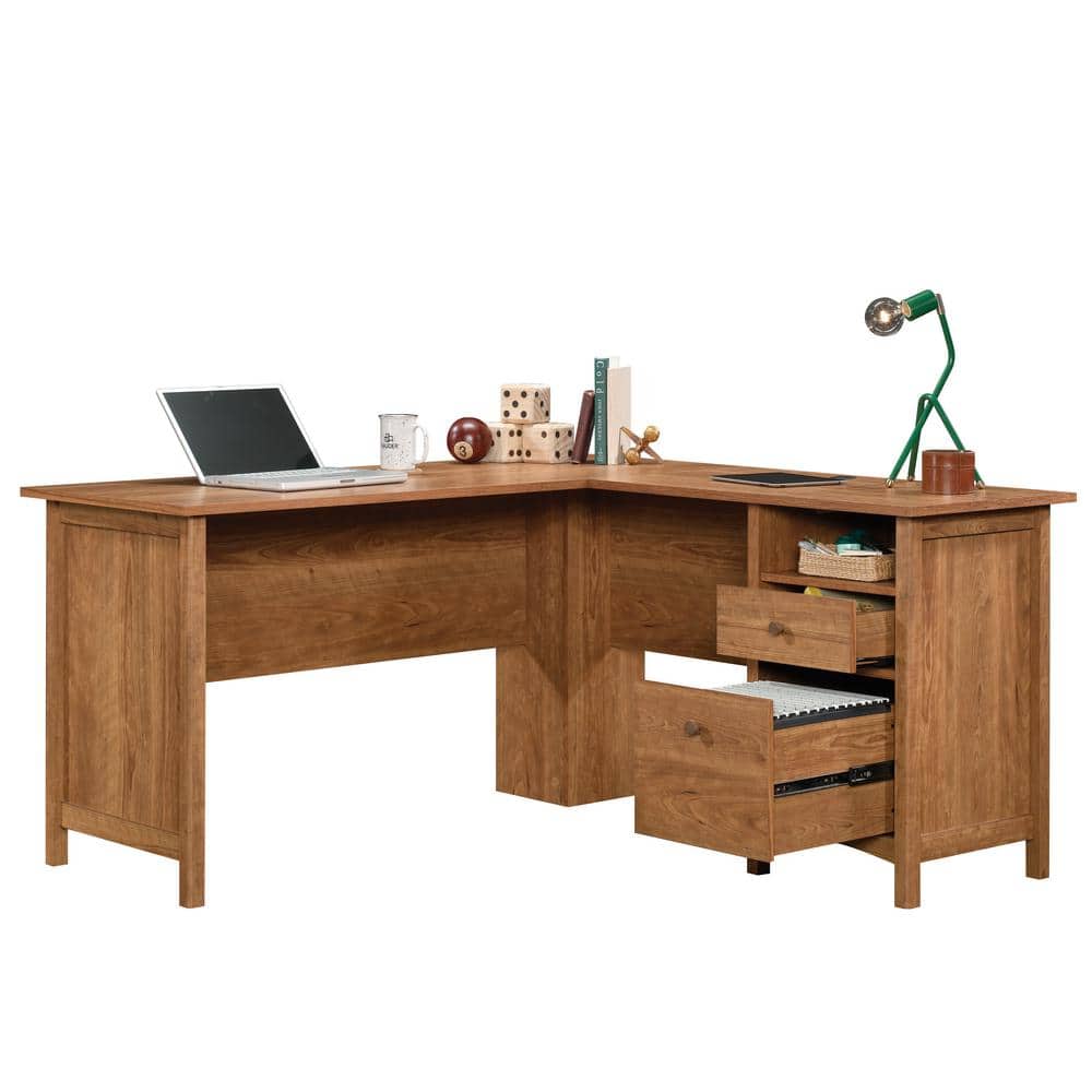 Prairie Cherry L-Shaped Executive Desk with File Storage