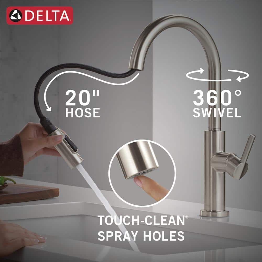 Brushed Stainless Steel Single Handle Pull-Down Kitchen Faucet