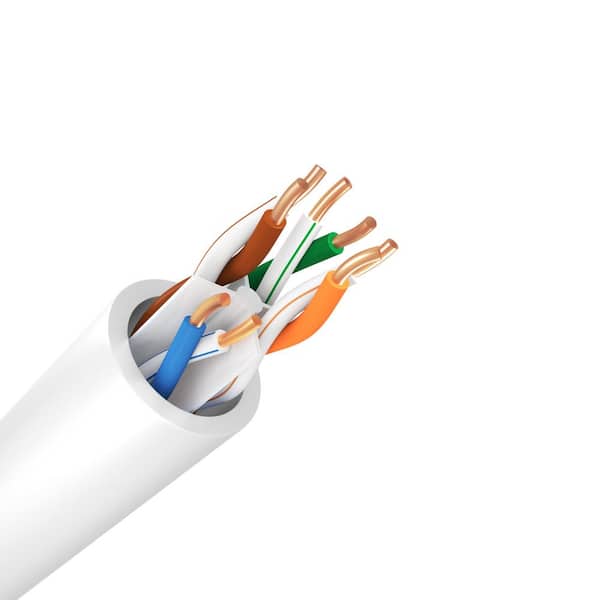 Syston Cable Technology 250 ft. White 23AWG 4 Pair Solid Copper Cat6A Plus CMP (Plenum) Bulk Data Cable