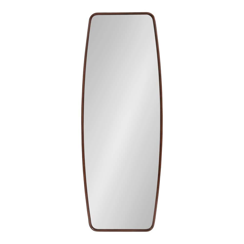 Bronze Barrel-Shaped Full Length Mirror with Wood Frame, 18x48