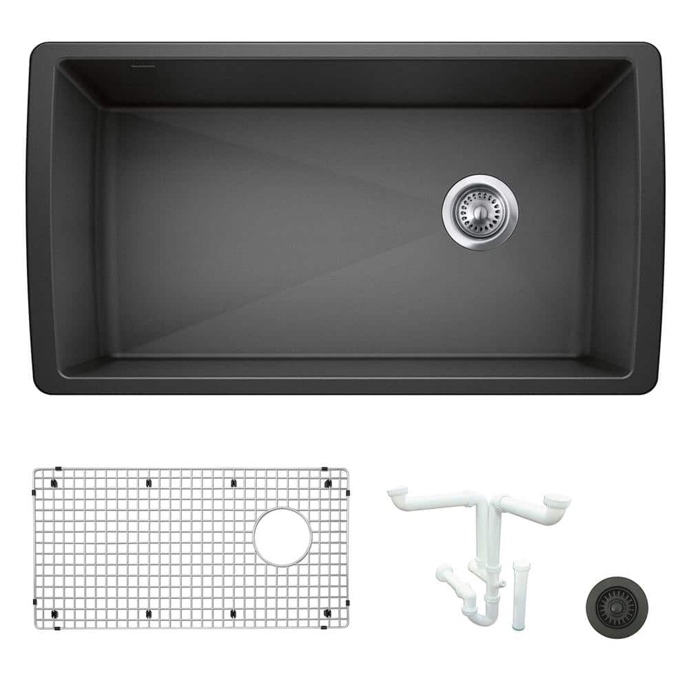Diamond 33.5 in. Undermount Single Bowl Anthracite Granite Composite Kitche