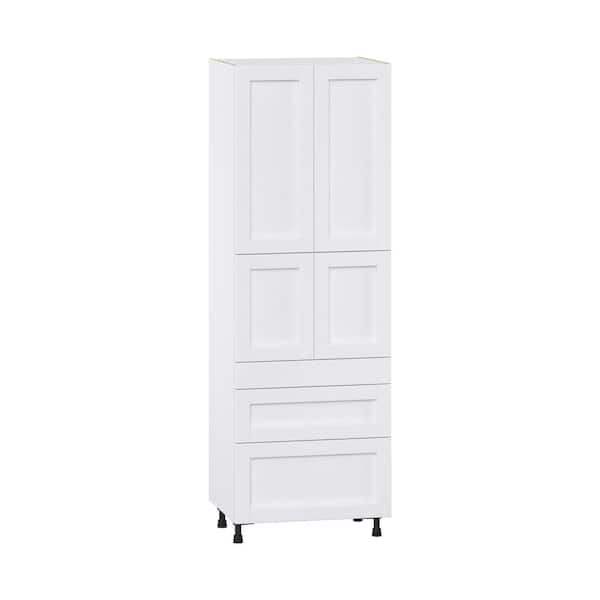 J COLLECTION Mancos Bright White Shaker Assembled Pantry Kitchen Cabinet with 5-Drawers (30 in. W x 89.5 in. H x 24 in. D)