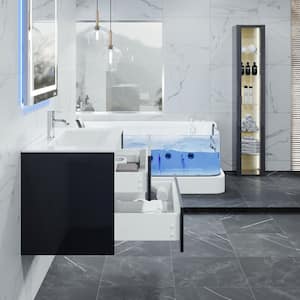 Luna 32 in. Single Sink Floating Dark Gray Bath Vanity with White Porcelain Top (Assembled)